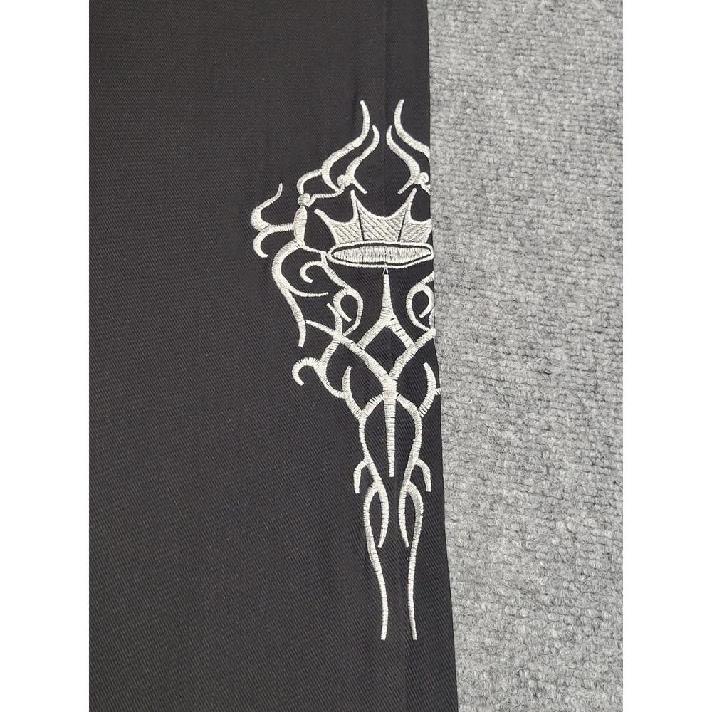 Vintage Y2k Tribal JNCO Jeans Mens Medium Embroidered Tribal Design Black/Silver - Picture 7 of 16